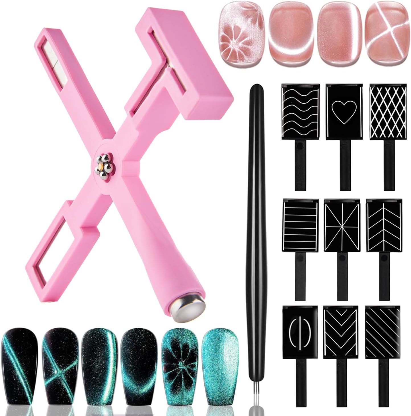 Unbranded 11 pieces 5 in 1 nail magnet set for cat eye polish