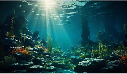 Aquarium Background Various Underwater Grass Plants Aquarium Backdrop Vivid and Fresh Green Aquatic Plants Stone River Bed and Dead Wood Purple Stone Fish Tank Background 24x16in - Image 15