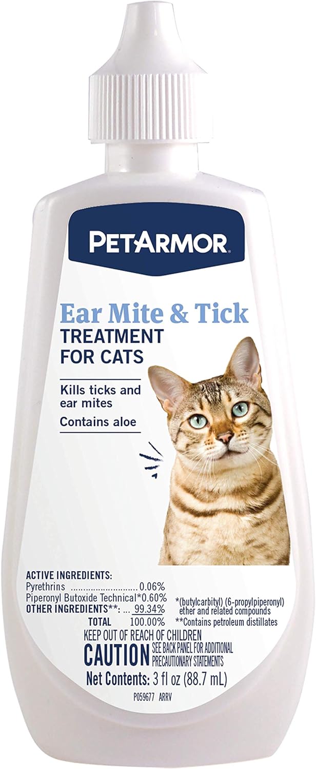 PetArmor ear mite treatment bottle held for scale
