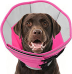 AOFITEE soft dog cone collar pink and grey front view