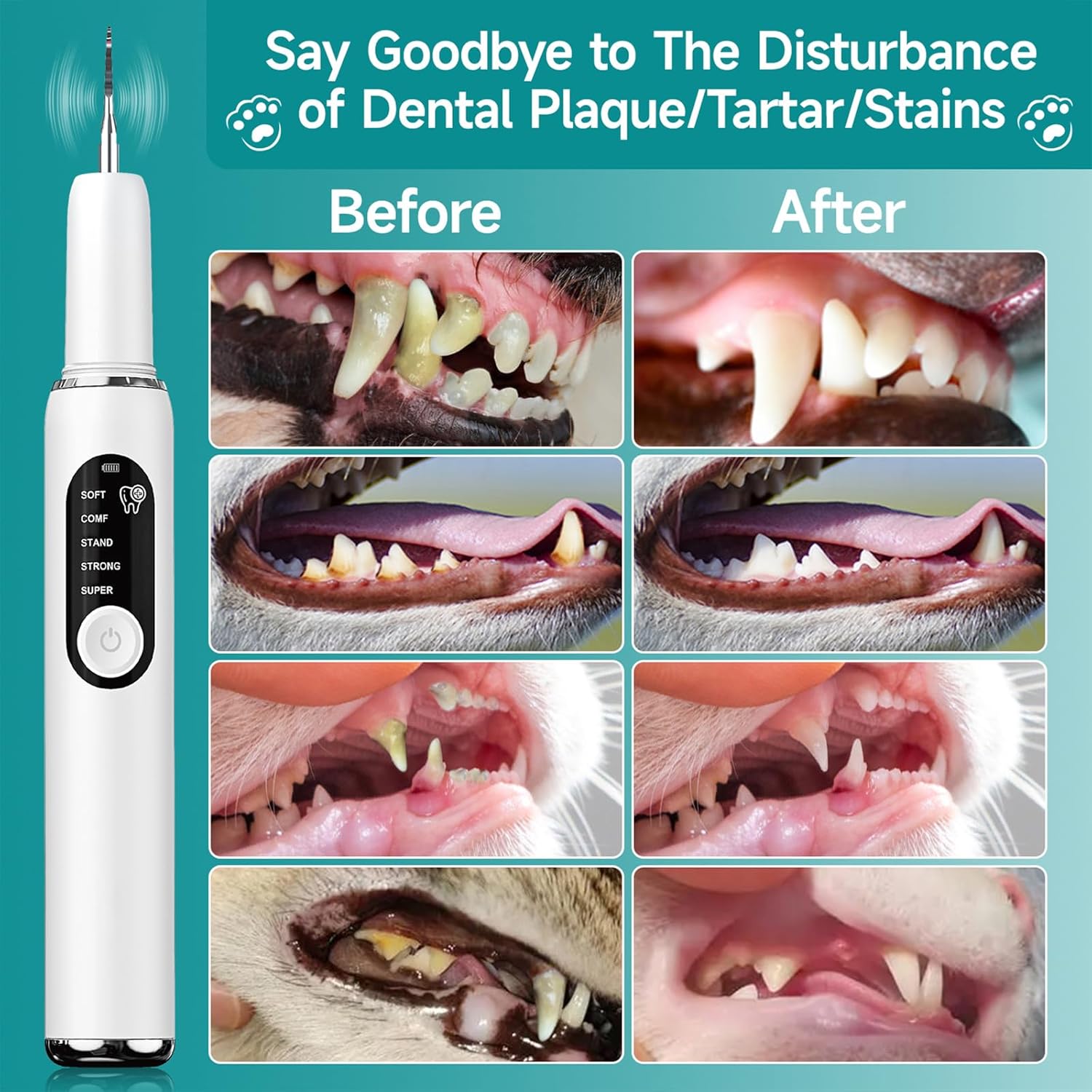 Side profile of Qvkhpcl dog plaque remover with 5 speed settings