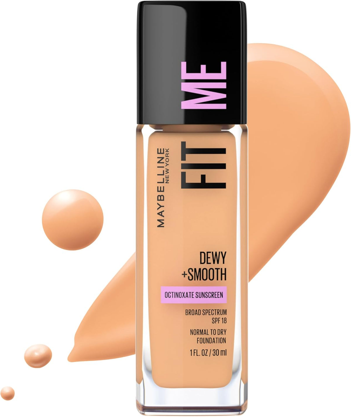 Maybelline Fit Me Dewy + Smooth Liquid Foundation Makeup, Medium Buff, 1 Count (Packaging May Vary) - Image 11