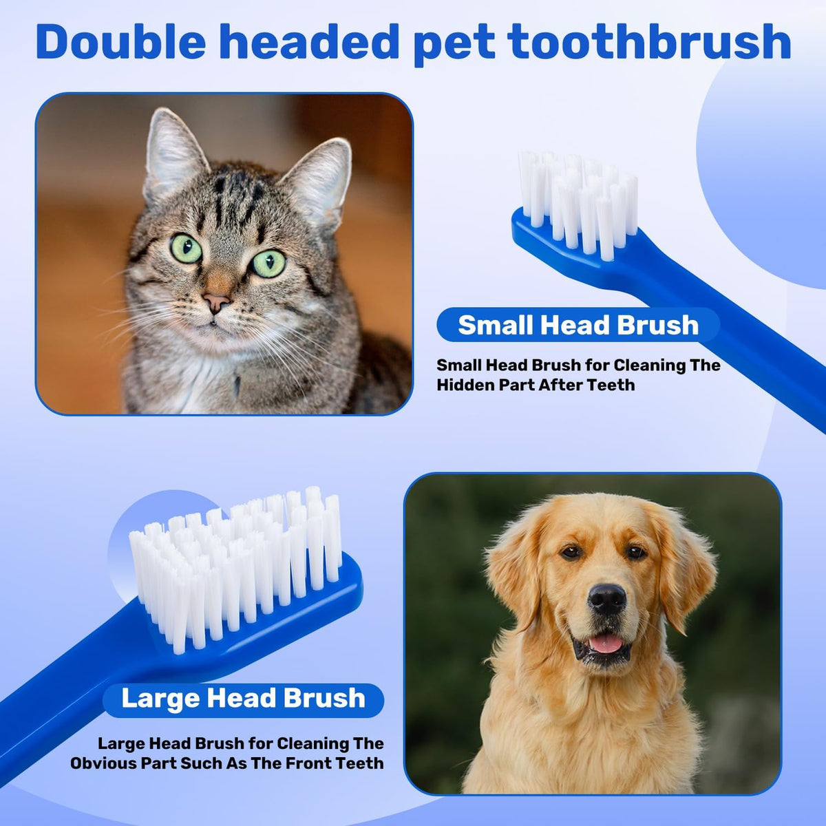 Newday pet dental kit showing large and small brush heads