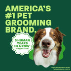 Pouring the white creamy TropiClean pet conditioner for intensive coat hydration
