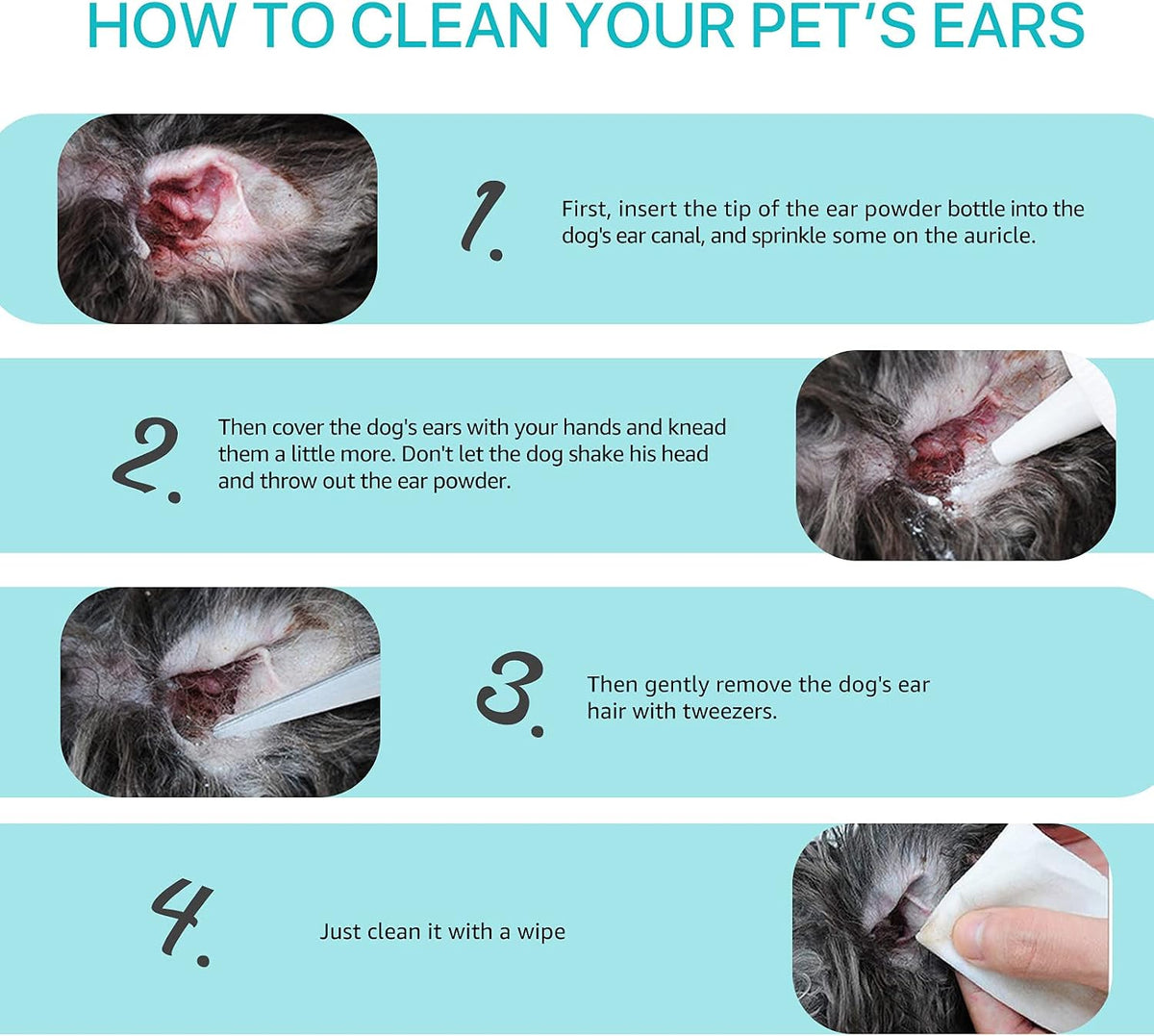 Zixaok pet ear powder bottle showing precision nozzle tip