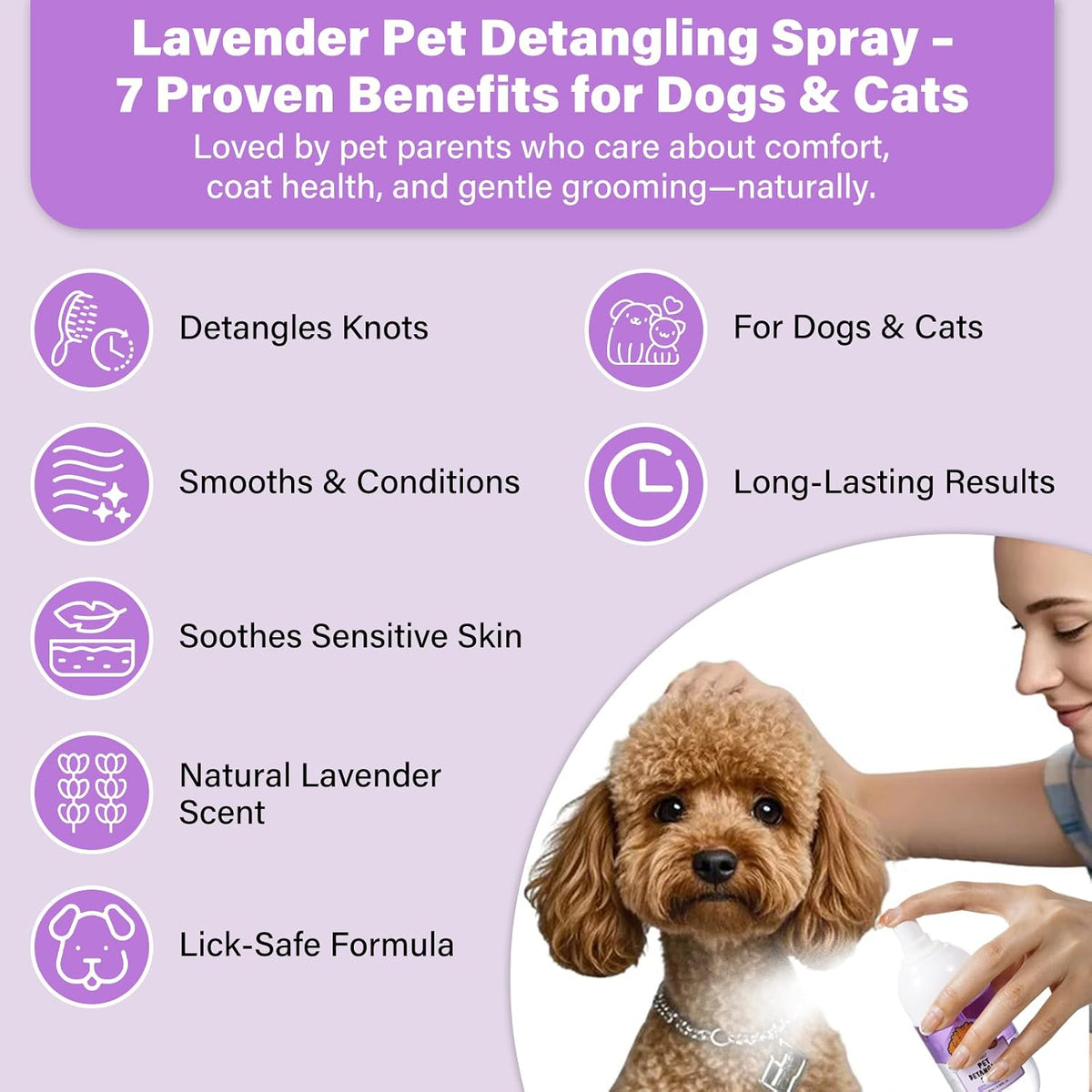 Oivolii professional leave in grooming spray for curly high maintenance doodle coats