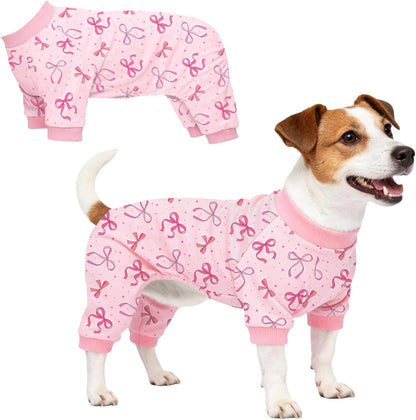 Dog Pajamas for Small Medium Dogs Recovery Suit Dog Pjs Dog Onesie Cute Soft Breathable Puppy Pajamas Pet Spring Summer Stretchy Pjs for Boy Girl - Pink Bows - Image 11