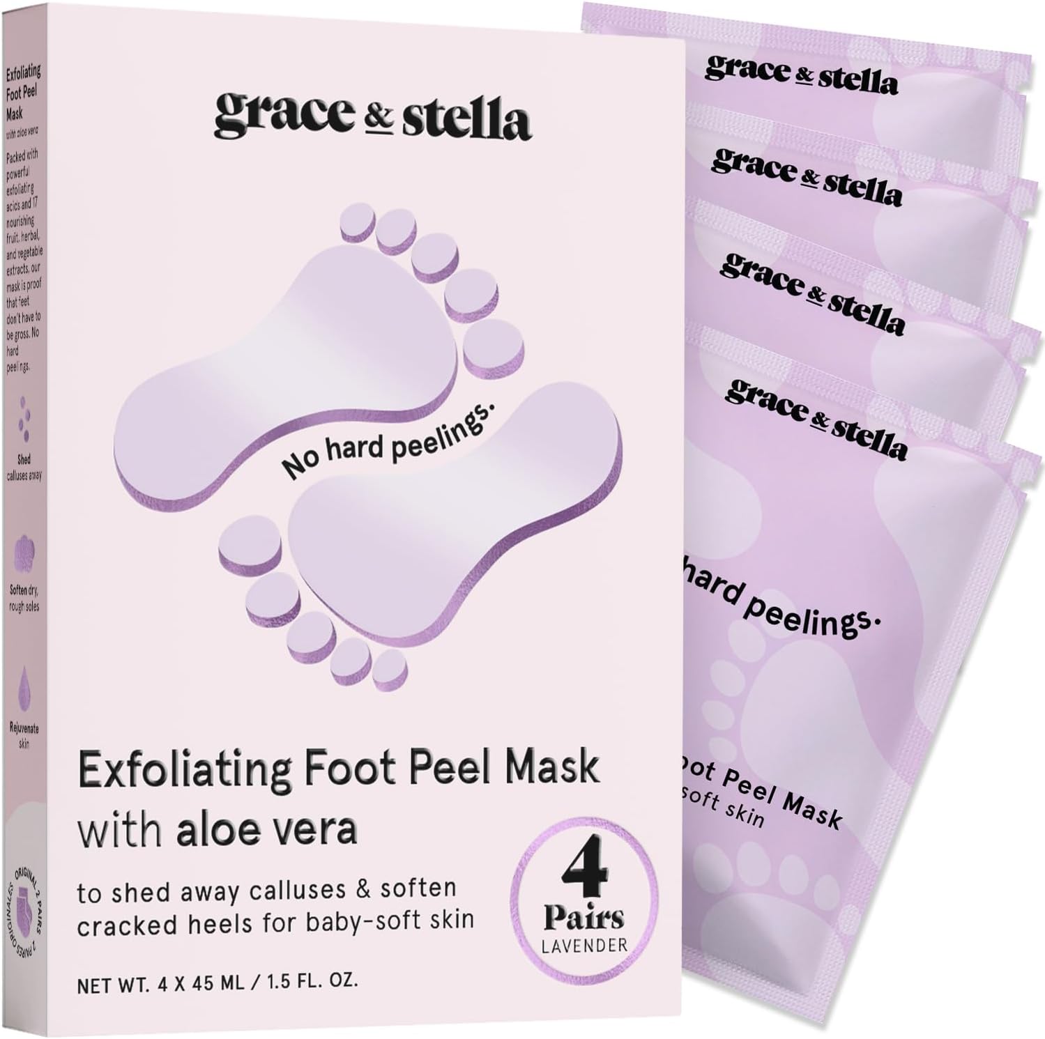 Grace & Stella Foot Peel Mask lavender packaging front view