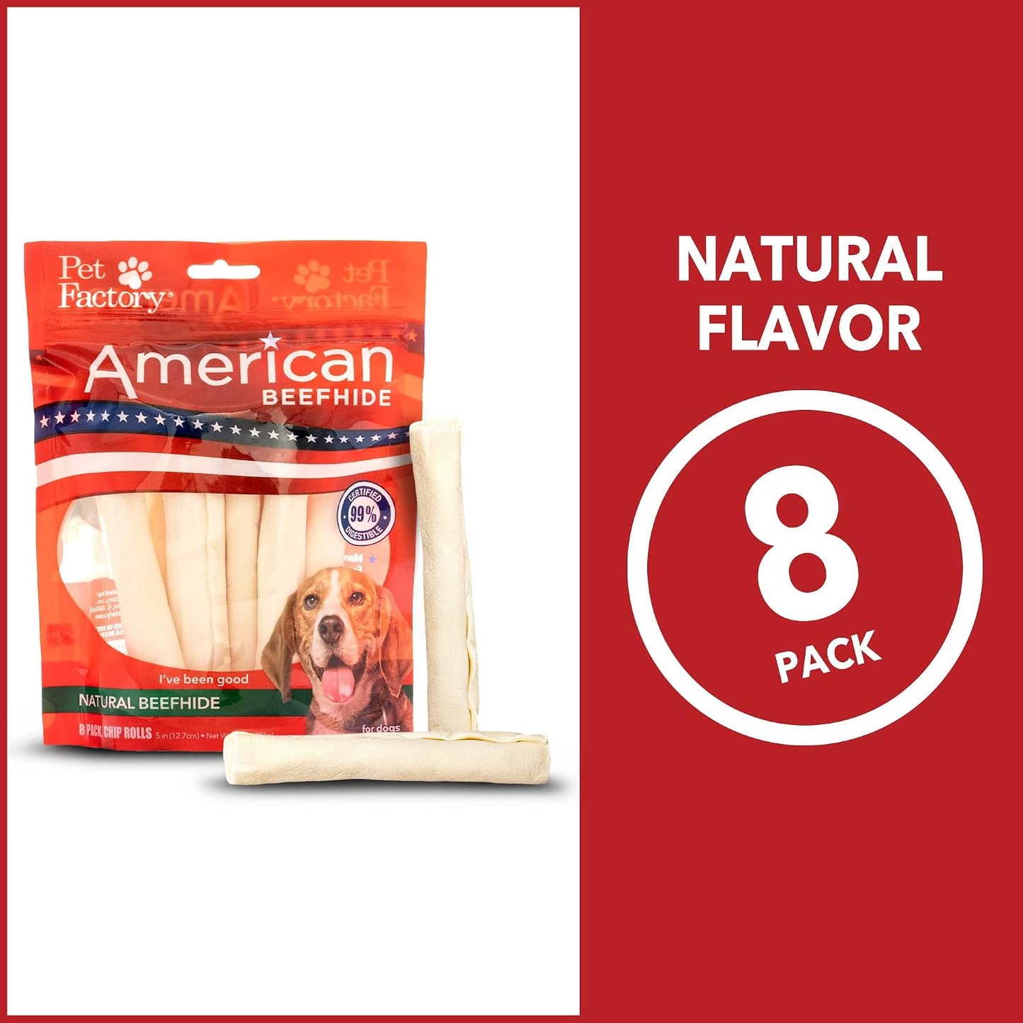 Pet Factory premium USA beefhide long lasting treats