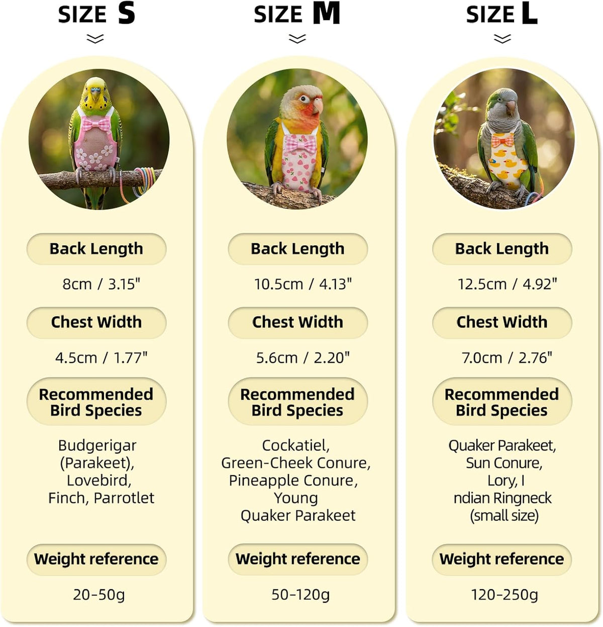 Luxydora washable bird nappy set with mesh and cotton fabrics