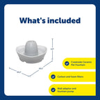 PetSafe ceramic pet fountain showing bubbling water flow