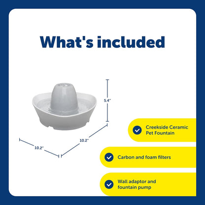 PetSafe ceramic pet fountain showing bubbling water flow