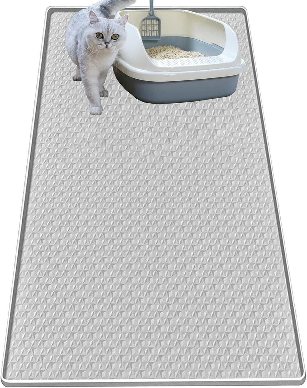 Cat Litter Mat for Litter Box, Silicone Large Cat Litter Trapping Mat - 34x22 in, Waterproof & Non-Slip, Durable & Easy Clean, Gray - Image 14