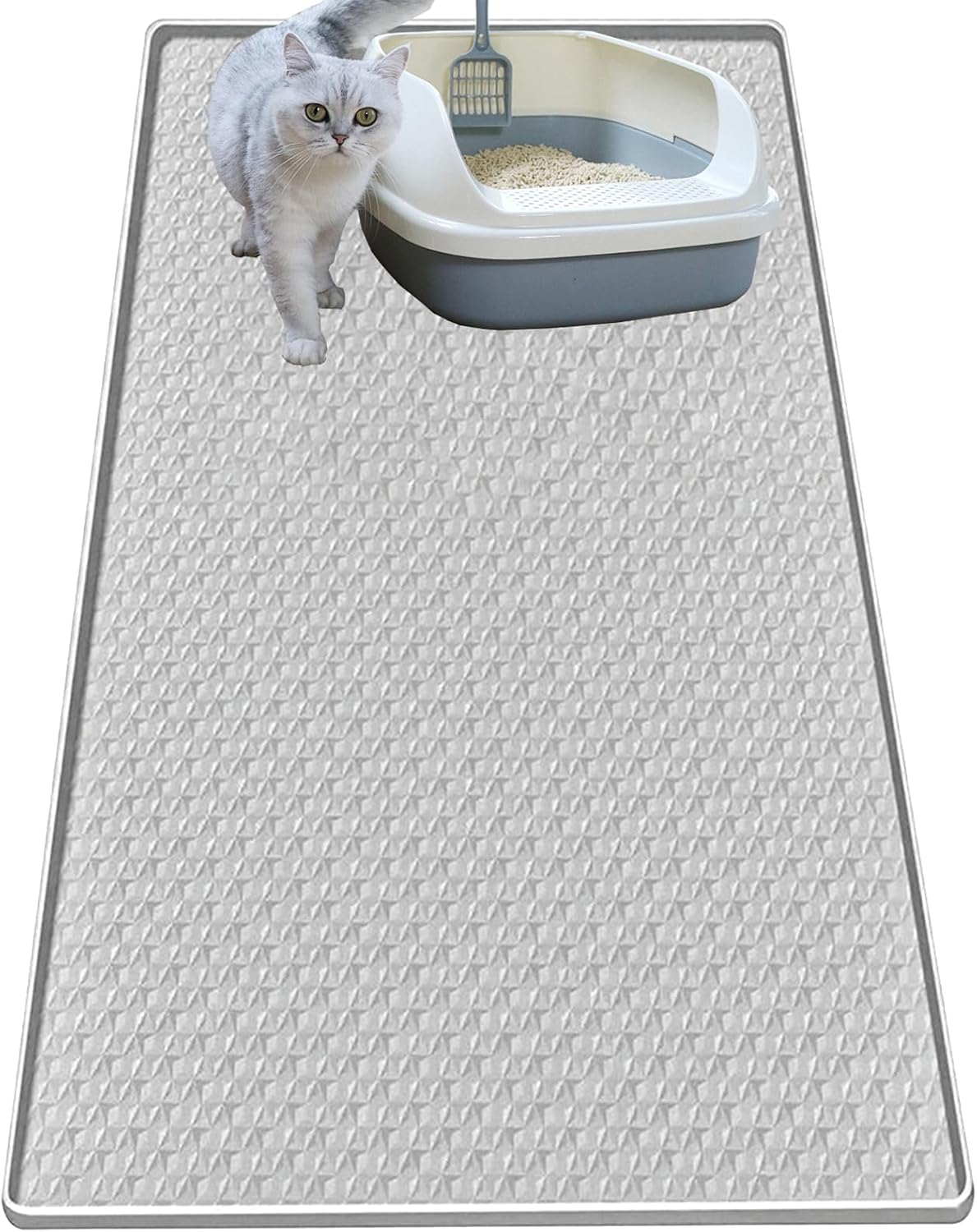 Cat Litter Mat for Litter Box, Silicone Large Cat Litter Trapping Mat - 34x22 in, Waterproof & Non-Slip, Durable & Easy Clean, Gray - Image 14
