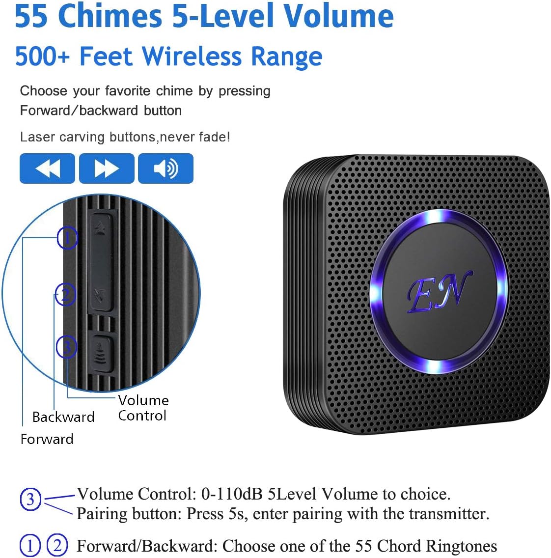 EverNary wireless doorbell transmitter showing sleek design