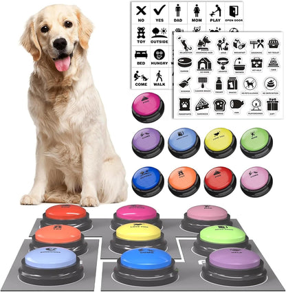 Acools Dog Buttons for Communication, 6 Pcs Dog Talking Button Set, 30s Voice Recordable Pet Training Buzzer, Speaking Buttons for Cats & Dogs with Waterproof Dog Activity Mat and 24 Scene Stickers - Image 12