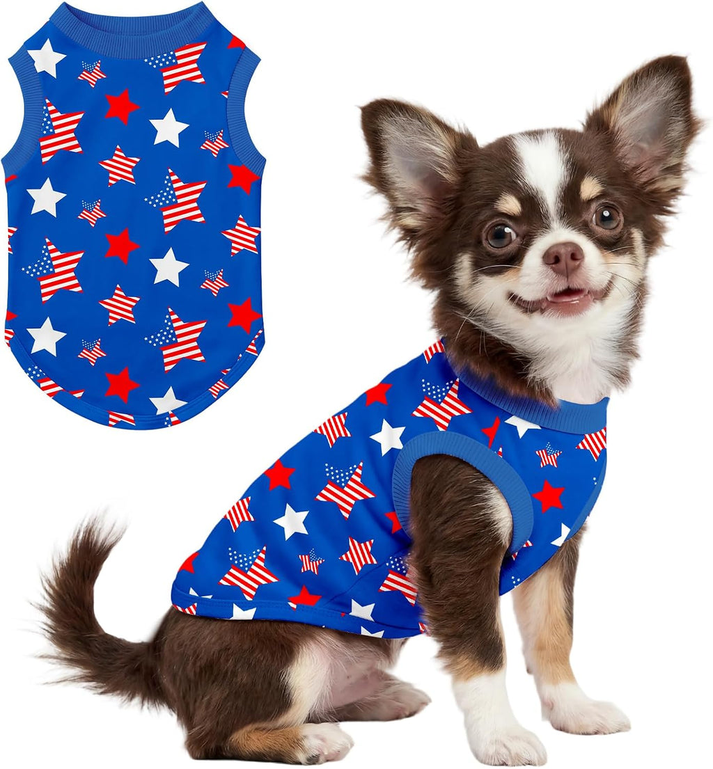 Ruirichfun American Flag Dog Shirt front view small pet clothing