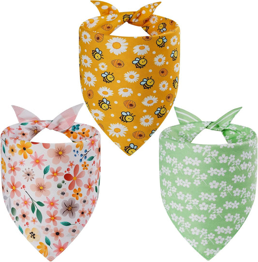 Agroon Spring floral dog bandanas large 3 piece set front view