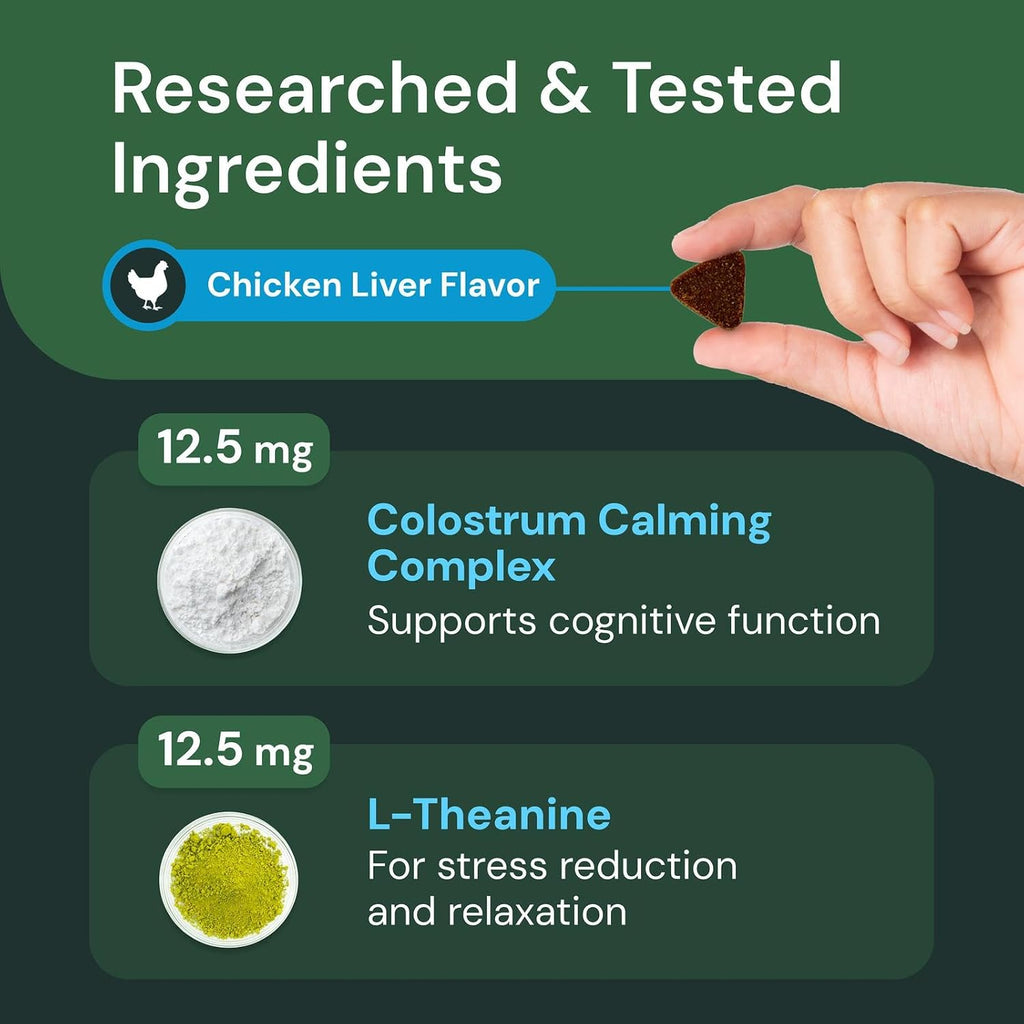 Close up of the non sedative cat calming chews with L Theanine and Thiamine