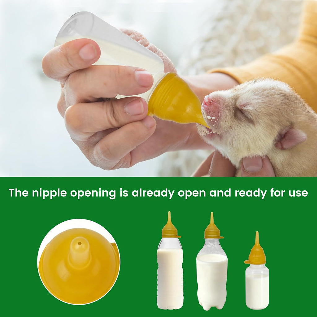 Durable and non-collapsing yellow silicone pet bottle nipples for small animals