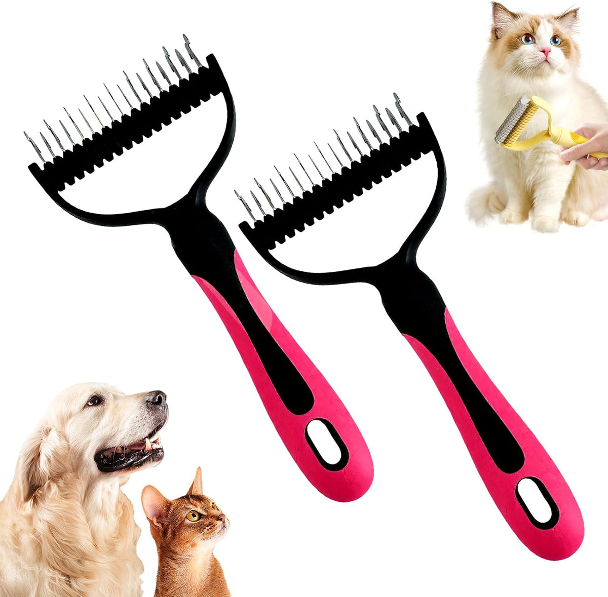 Double-Sided Pet Grooming Brush, 2026 New Undercoat Rake for Long Haired Pets, Multi-Functional Dematting Comb for Home Grooming, Pet Hair Removal Brush for Pet Owners (Blue, 1pcs) - Image 12