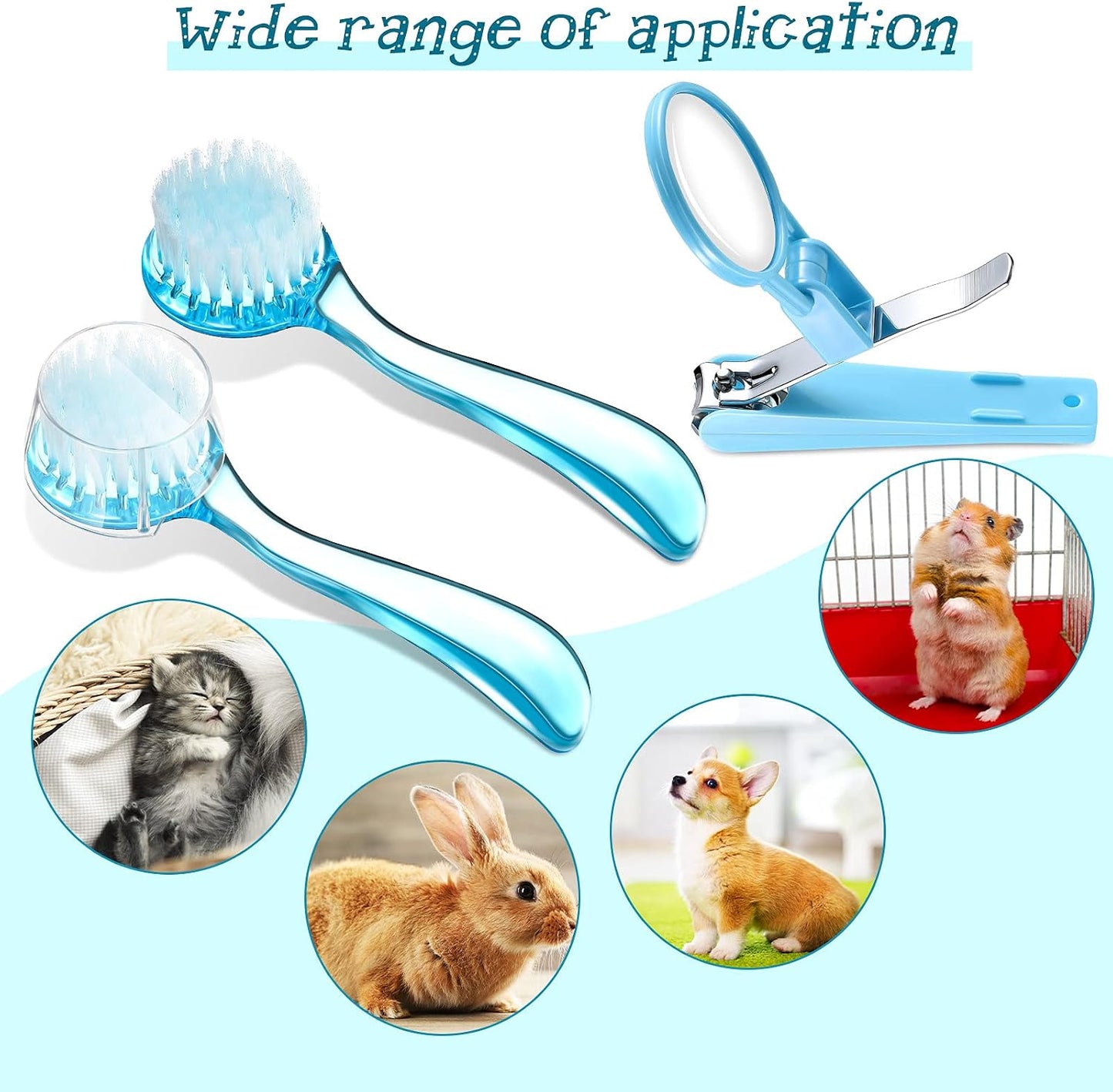 Mudder pet care kit highlighting the carbon steel blades of the magnifying claw trimmer