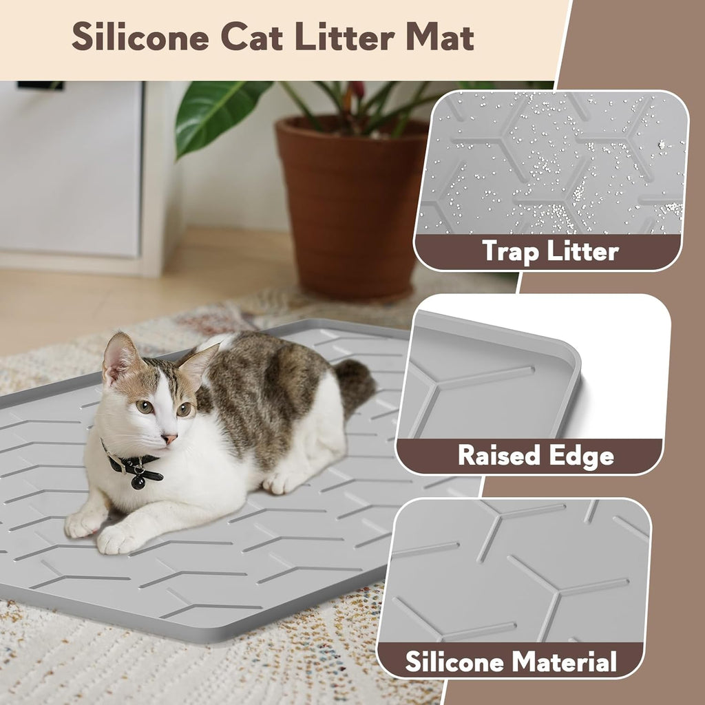 Garoopion large pet feeding mat and litter tray pad for floor