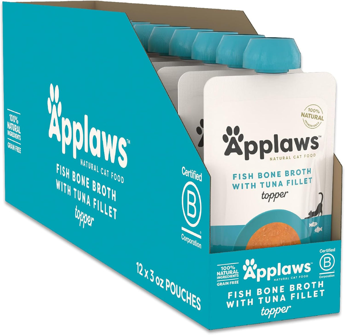 Applaws Bone Broth Fish & Chicken Variety 12-Pack Lickable Wet Cat Food Topper, High Protein, Limited Ingredient, Grain Free, No Artificial Additives (12 x 3 oz Resealable Spout Pouches) - Image 10
