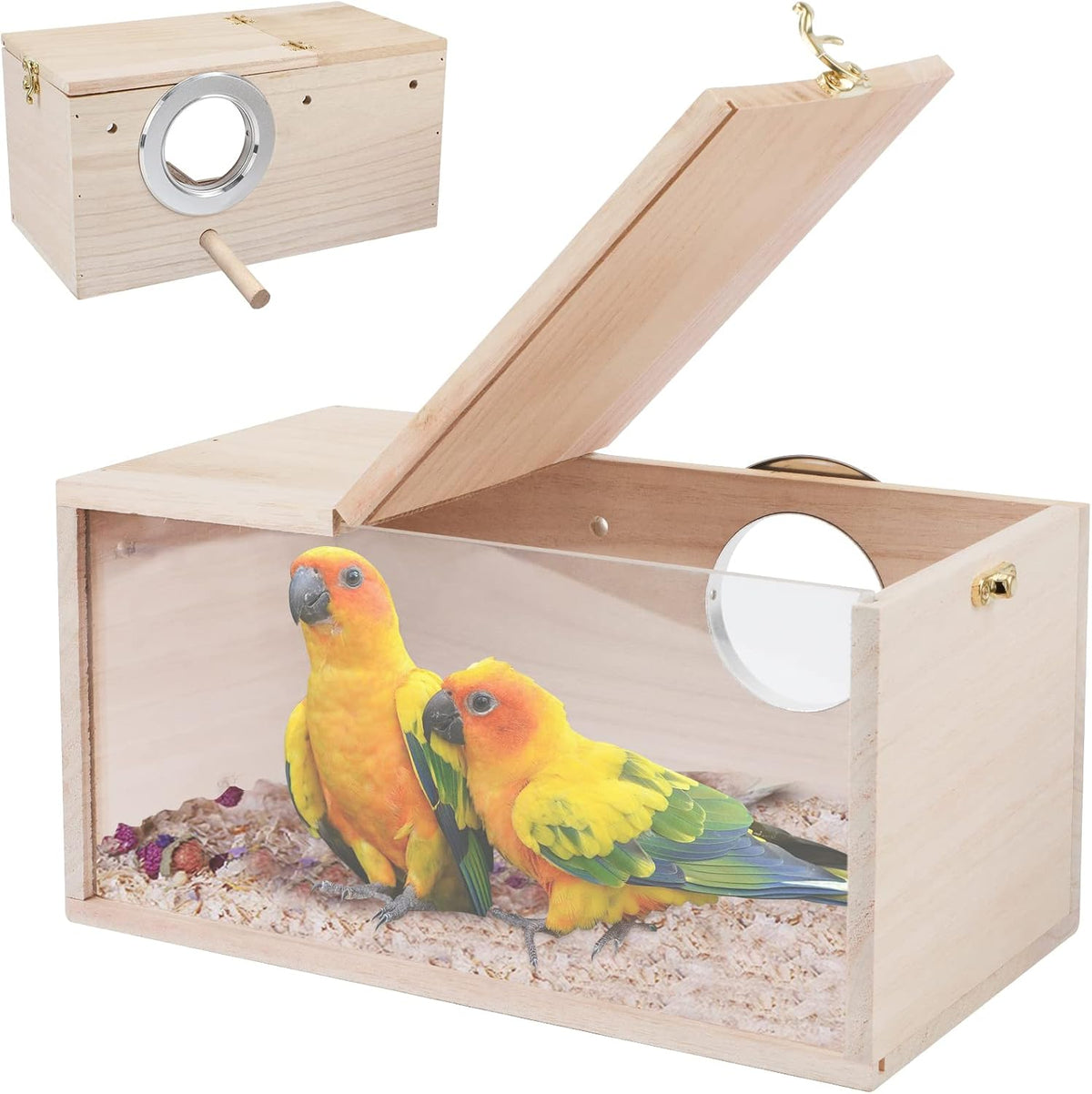 Rypet Parakeet Nesting Box, Cockatiel Bird Nest Box with Perch(S) - Image 8