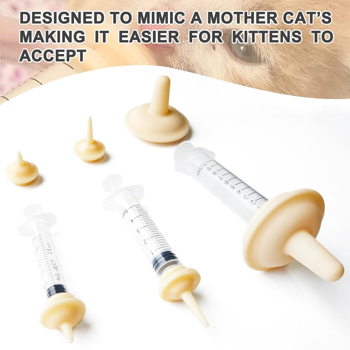 Assorted silicone nipples for kitten and puppy feeding kit