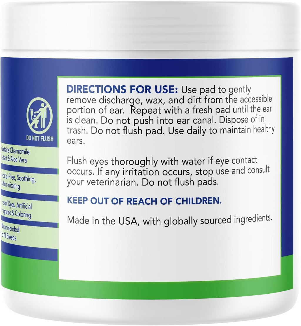 Angels' Eyes ear wipes label highlighting natural ingredients