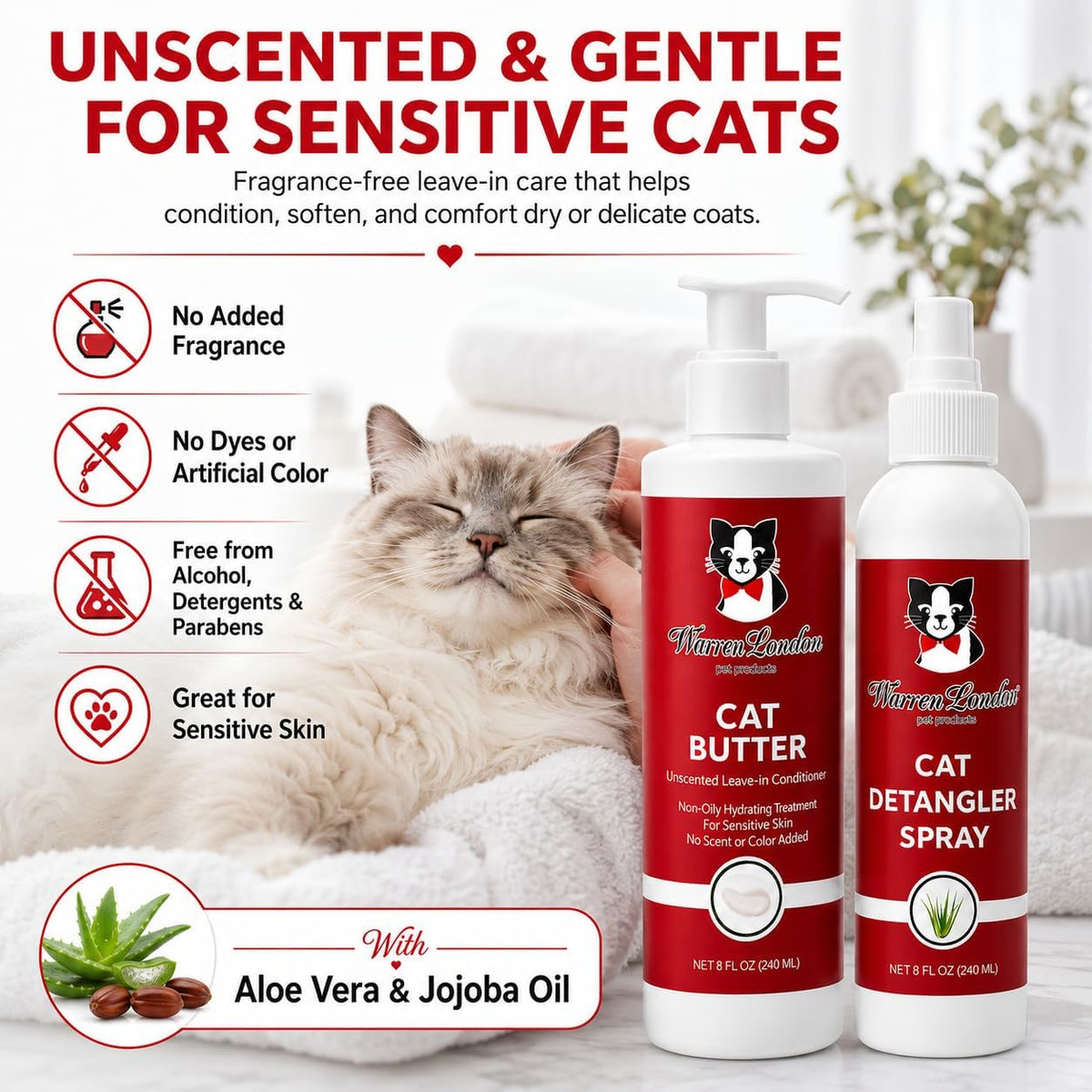 Premium imported cat detangling spray and leave in lotion set