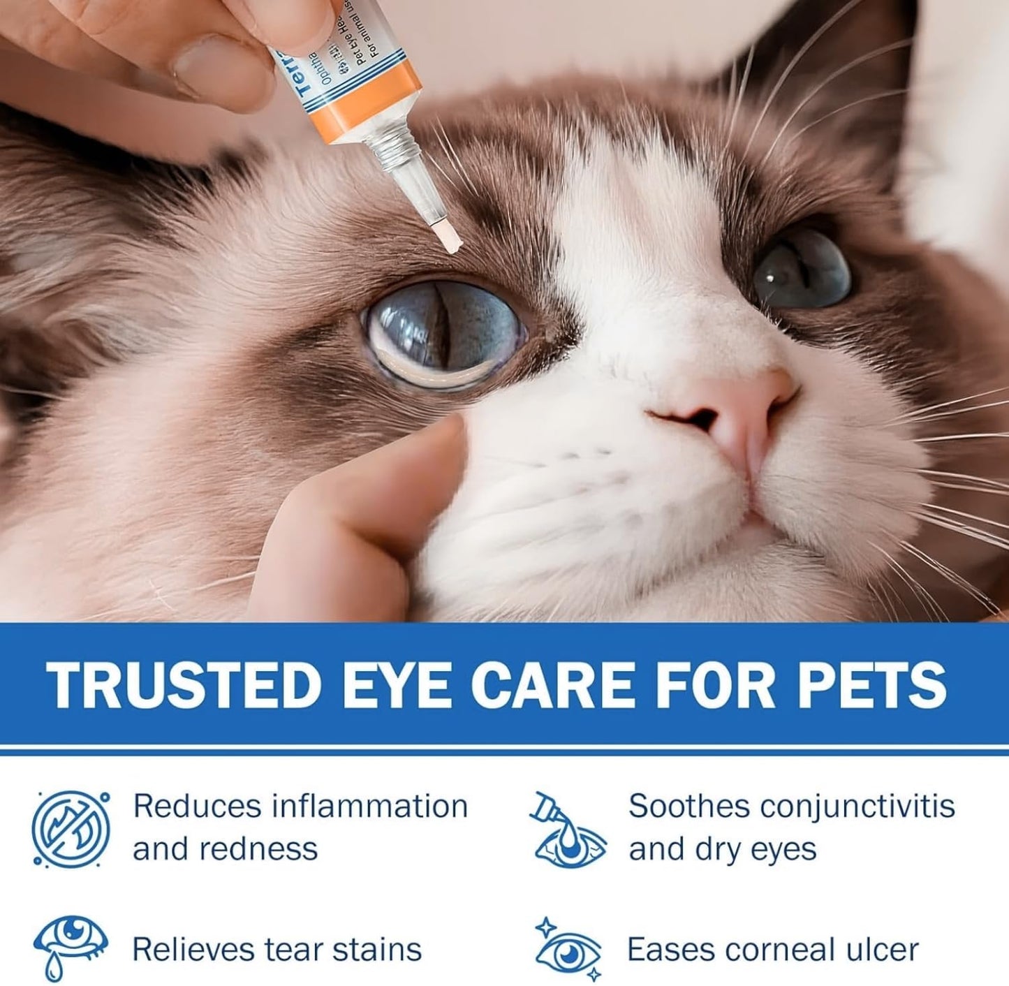 USA imported animal ophthalmic treatment package detailing active ingredients