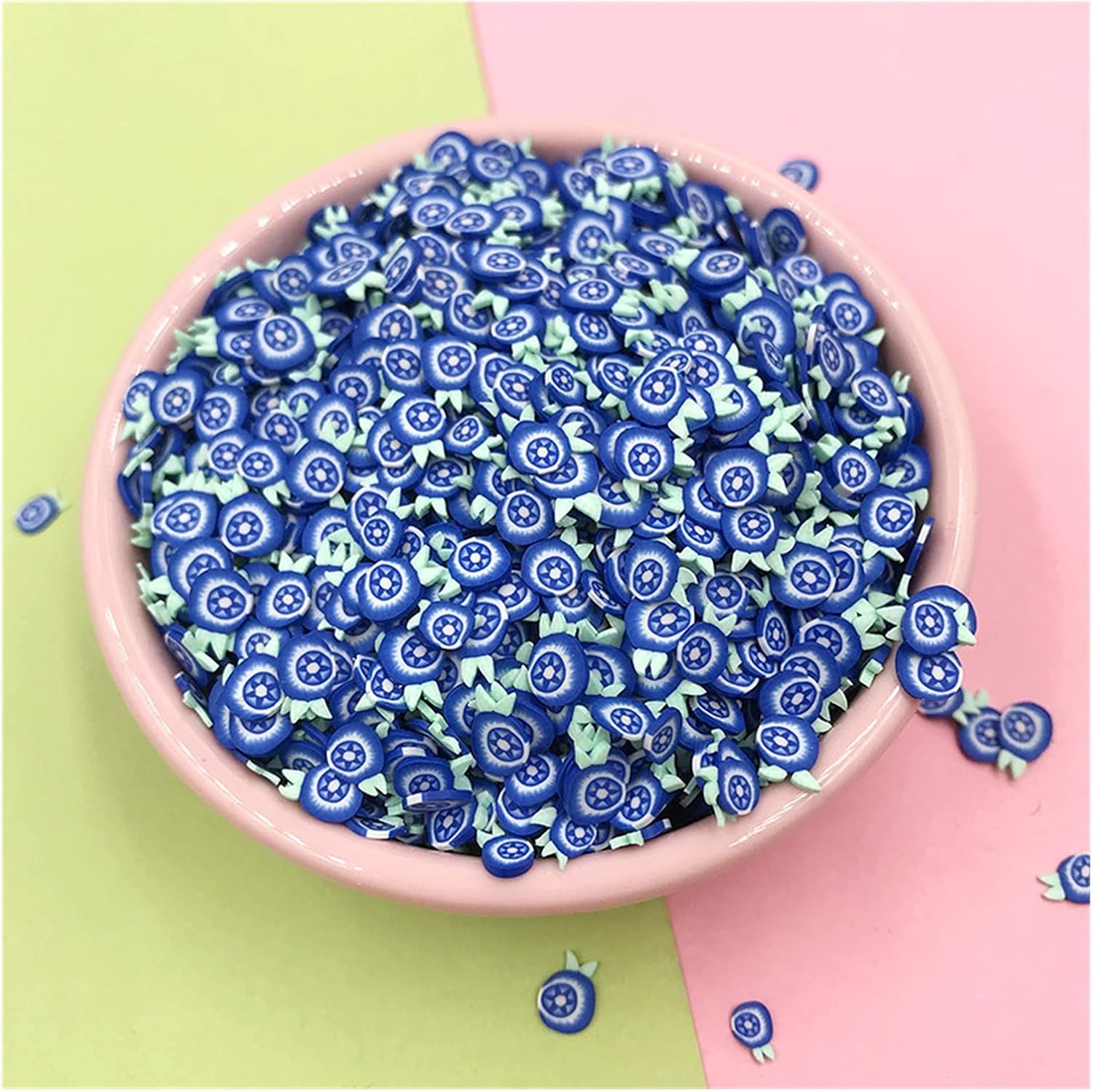 WEIMEIDA simulation blueberry polymer clay slices bulk pack front view for slime filler.