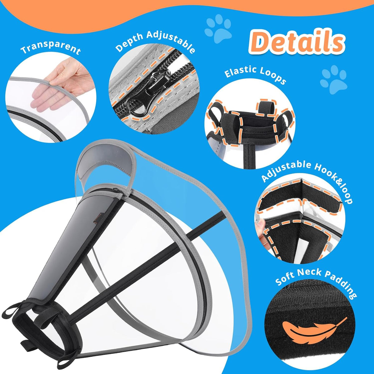 Didopet protective surgery cone for husky labrador and golden retriever breeds.