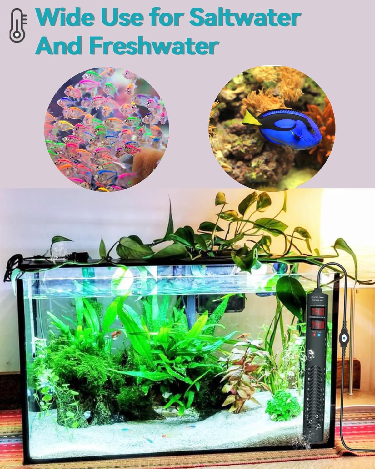 Safety protective housing for AHJ fish tank heater