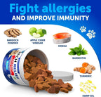 Artullano duck flavored anti itch soft treats for seasonal dog allergies.