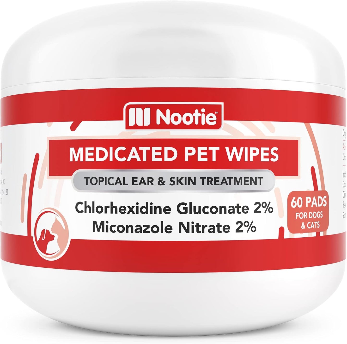 Premium USA imported Nootie pet skin care wipes packaging side view