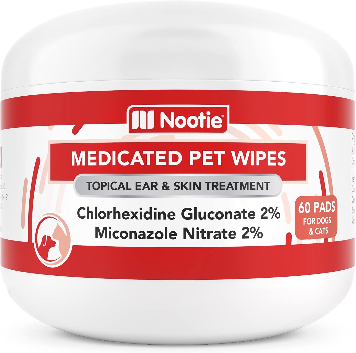 Premium USA imported Nootie pet skin care wipes packaging side view