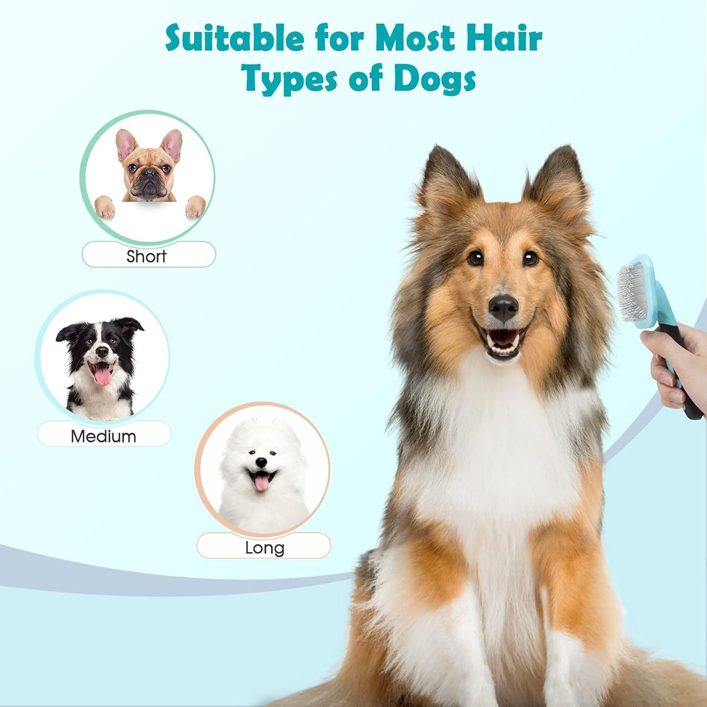 Stainless steel pins on PETPAWJOY slicker brush for small dogs