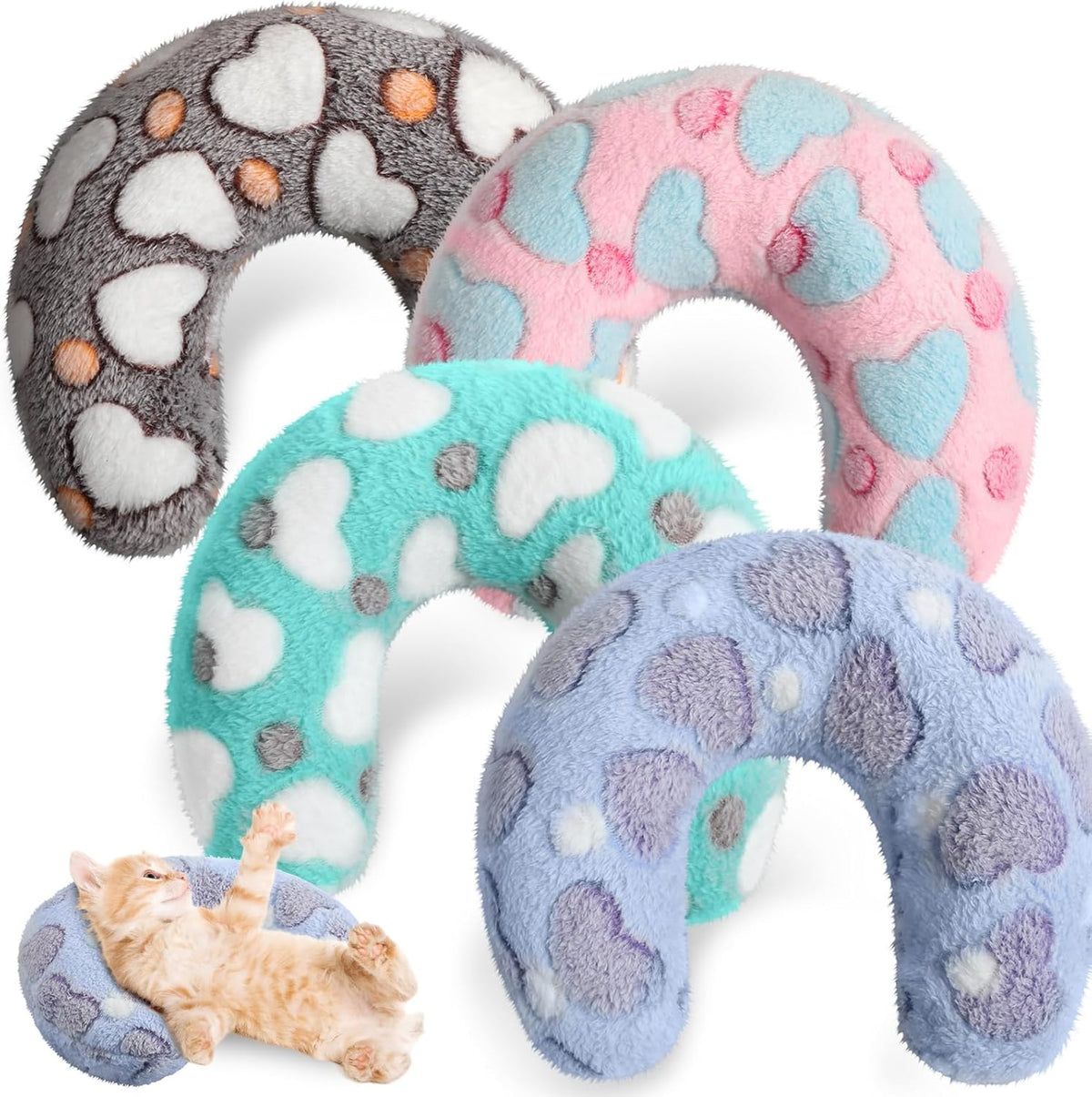 4 Pcs Cat Pillow Calming Pet Dog Neck Pillow, Paw, Medium - Image 9
