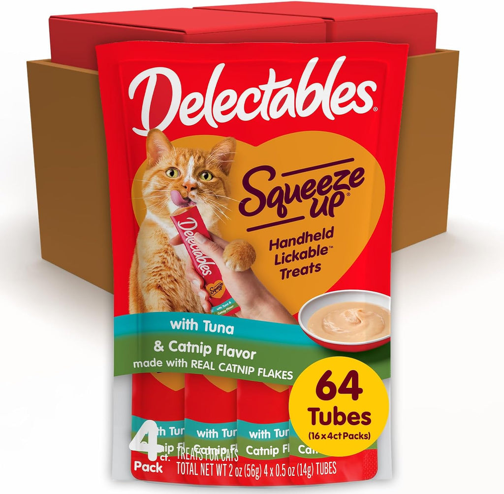 Delectables Squeeze Up Catnip Variety Pack, Creamy Squeezable Puree, Lickable Wet Cat Treats, Grain Free, No Added Fillers, No by-Products, No Added Preservatives, 0.5 Ounces Tube, 20 Tubes Total - Image 9