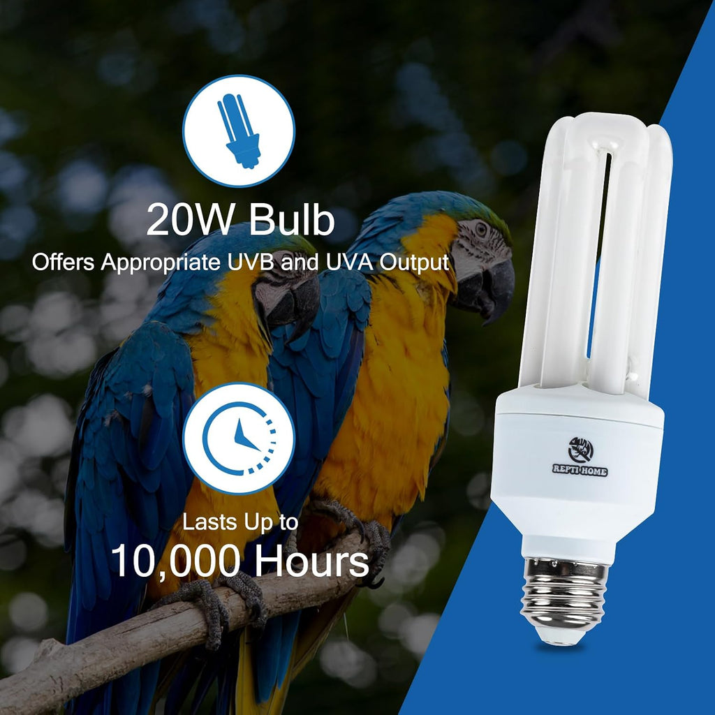 UVA UVB Light Bulb for Birds 2.4 UVB 20W Compact Flourescent Lamp for All Kinds Captive Birds - Image 3