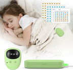Yorenson wireless bedwetting alarm front view showing the green rechargeable sensor and receiver device for nighttime potty training.