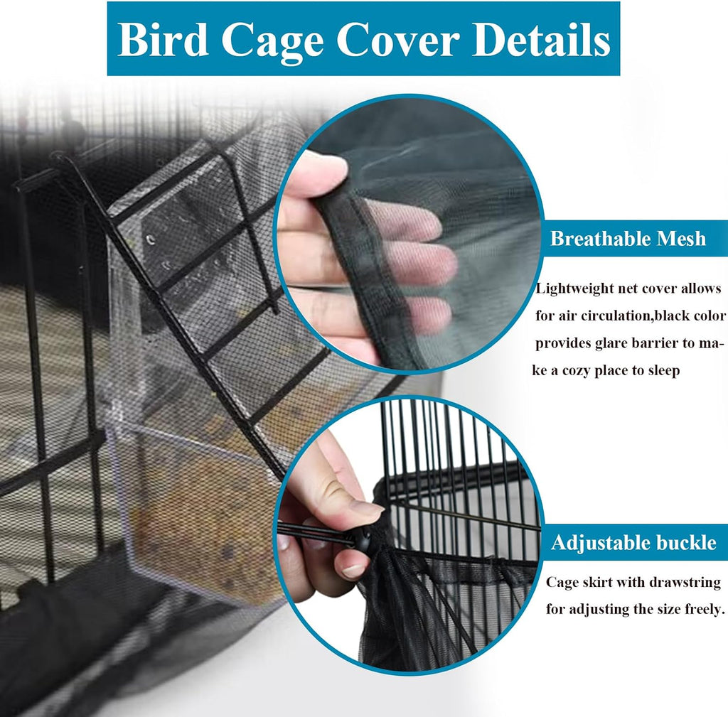 Side profile of ASOCEA seed catcher installed on round bird cage