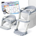 Argenens 3-in-1 potty training seat in gray front view showcasing the adjustable step stool ladder and sturdy handrails.