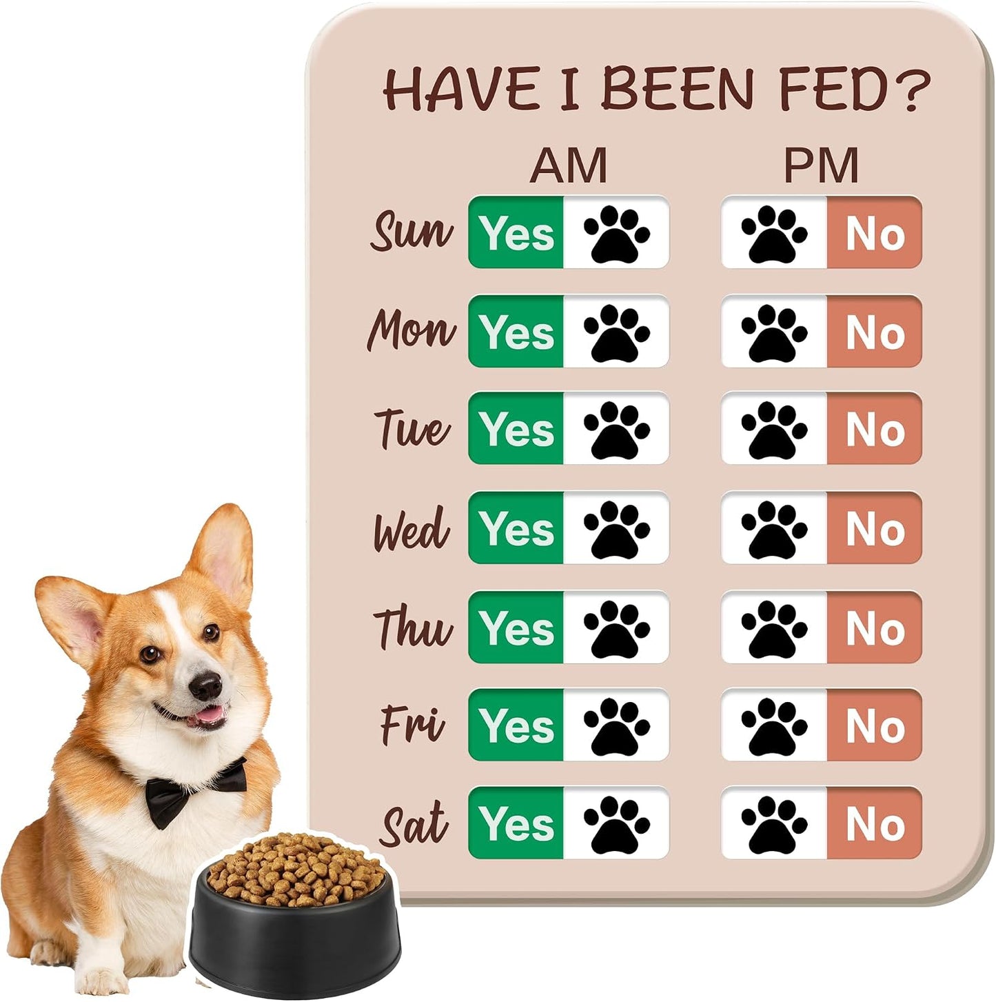 Dog Feeding Reminder, Dog Fed Sign Tracker -Daily Am/Pm Chart Slider Sign for Pet Fed and Pill Reminder, Easy to Use On Fridge Or Wall with Adhesive and Magnet,Pet Supplies - Image 11