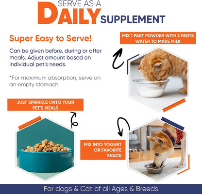 Unflavored bovine colostrum powder for mixing into dog food
