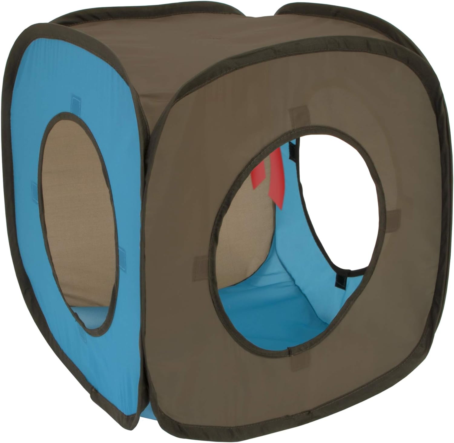 Spacious cat tunnel bed setup ideal for pouncing and hiding games.