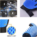 Pet grooming glove showing silicone massage bristles